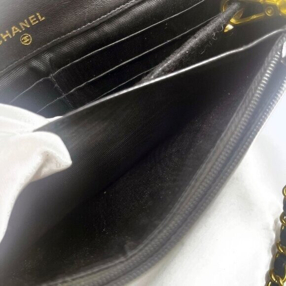 CHANEL CC Classic Timeless Lambskin Flap Wallet with Chain Purse Black Crossbody - Picture 14 of 16